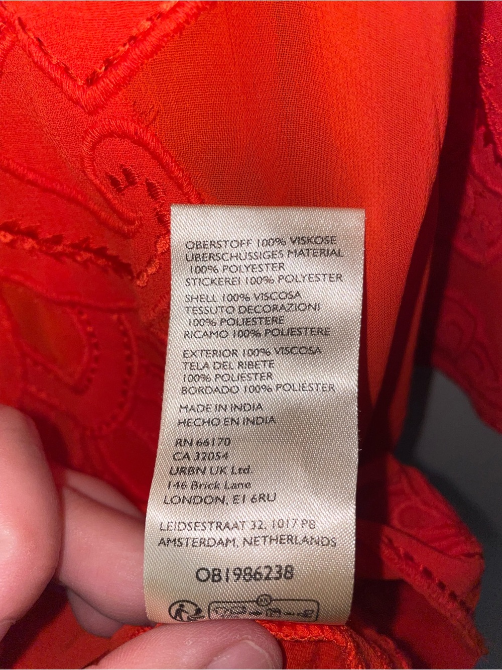 Anthropologie Women’s Rust Orange Sheer Embroidered Boxy Top - Picture 13 of 13